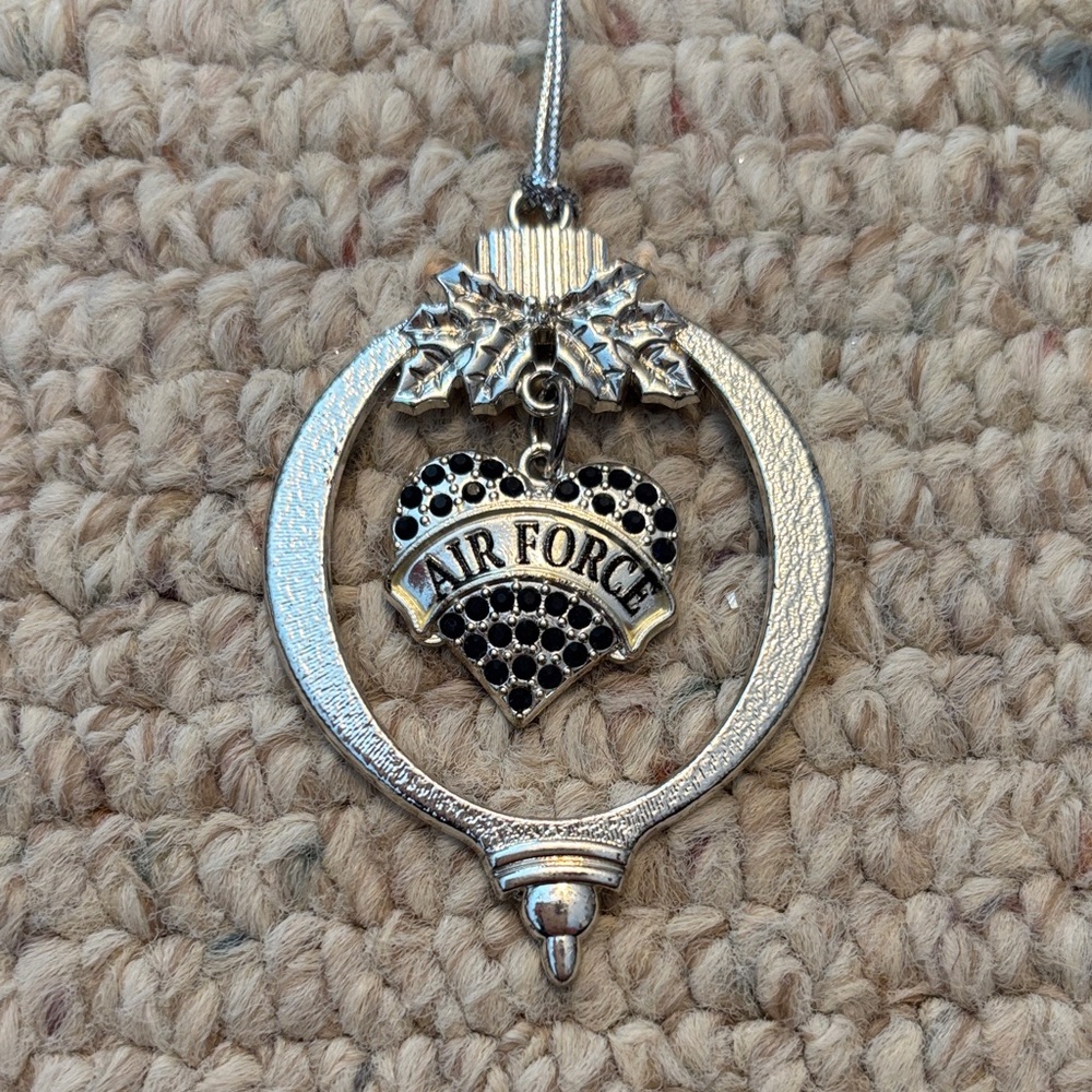 Silver Air Force Ornament with Blue Accents
